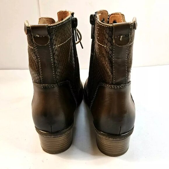 Pikolinos Zaragoza Moss Brown Leather Lace-Up Side Zip Ankle Boots EUR 39 US 8 - Picture 13 of 16